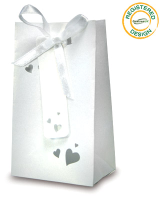 Gift/Favour Bag Heart Pearl White (pack 5pcs) - Gift Boxes / Bags